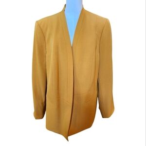 Nipon Boutique Mustard Yellow Open Front Blazer – Chic Workwear Layer Size 18W